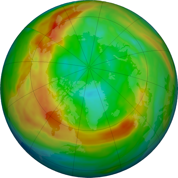 Arctic ozone map for 13 January 2020